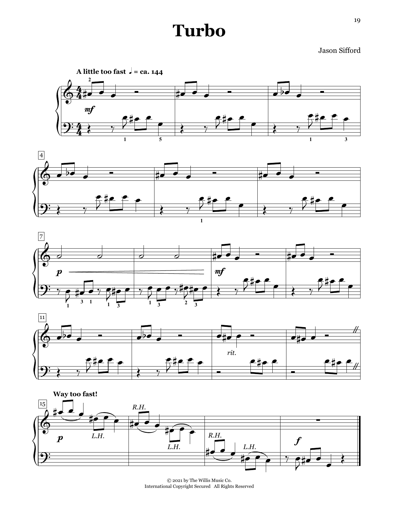 Jason Sifford Turbo Sheet Music Notes & Chords for Piano Duet - Download or Print PDF