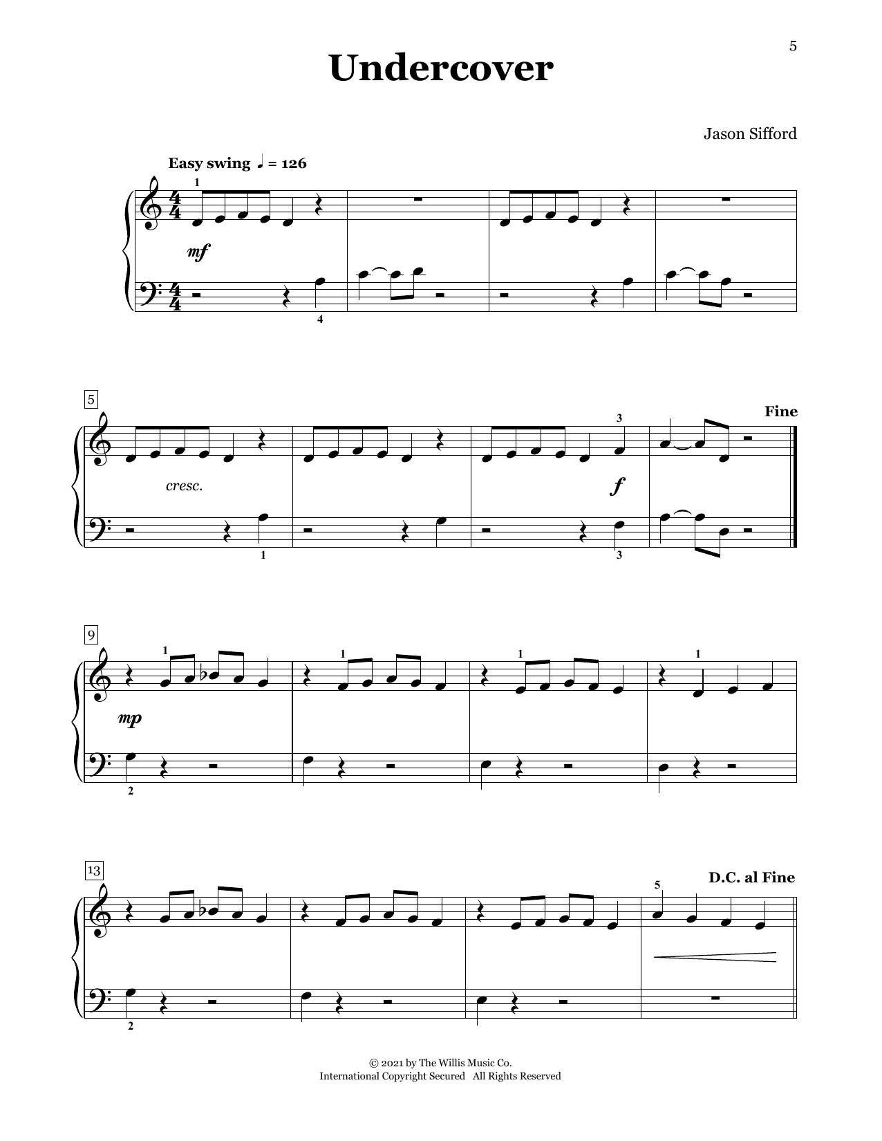 Jason Sifford Undercover Sheet Music Notes & Chords for Piano Duet - Download or Print PDF
