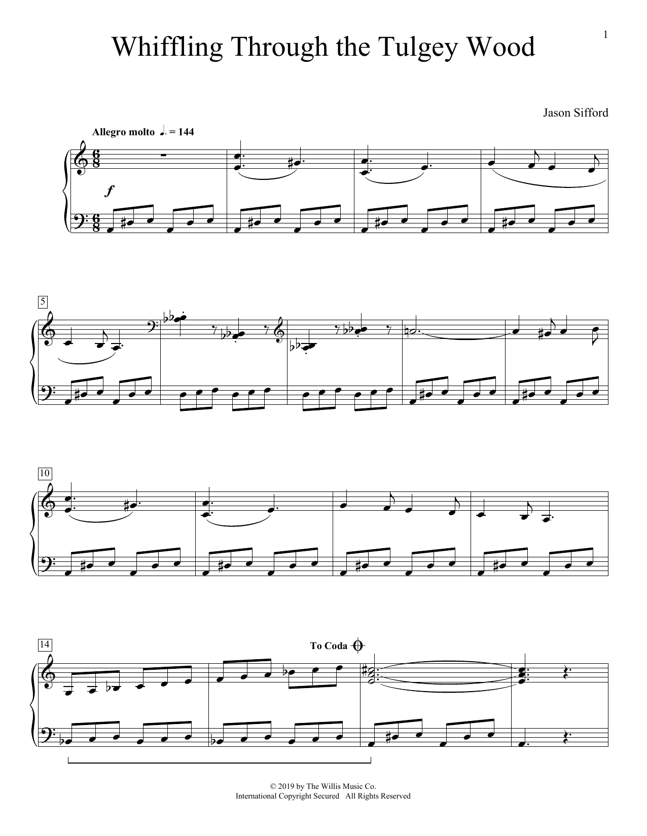 Jason Sifford Whiffling Through The Tulgey Wood Sheet Music Notes & Chords for Educational Piano - Download or Print PDF