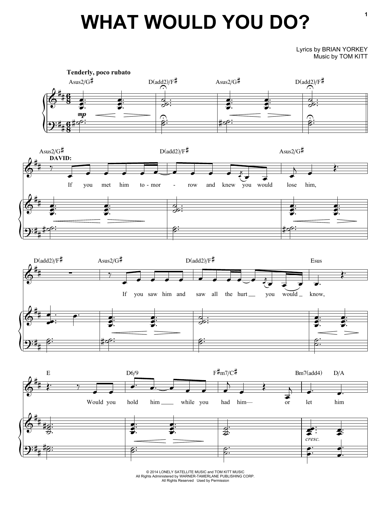 Jason Tam What Would You Do? (from If/Then: A New Musical) Sheet Music Notes & Chords for Piano & Vocal - Download or Print PDF
