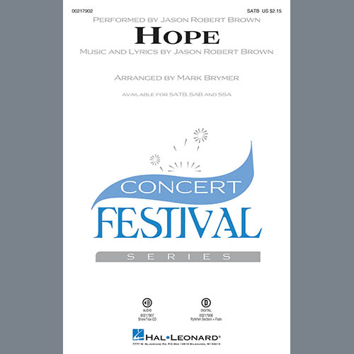Download Jason Robert Brown Hope (arr. Mark Brymer) - Drums sheet music and printable PDF music notes