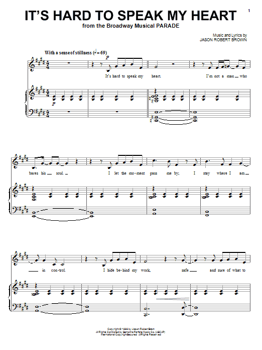 It's Hard To Speak My Heart (from Parade) sheet music