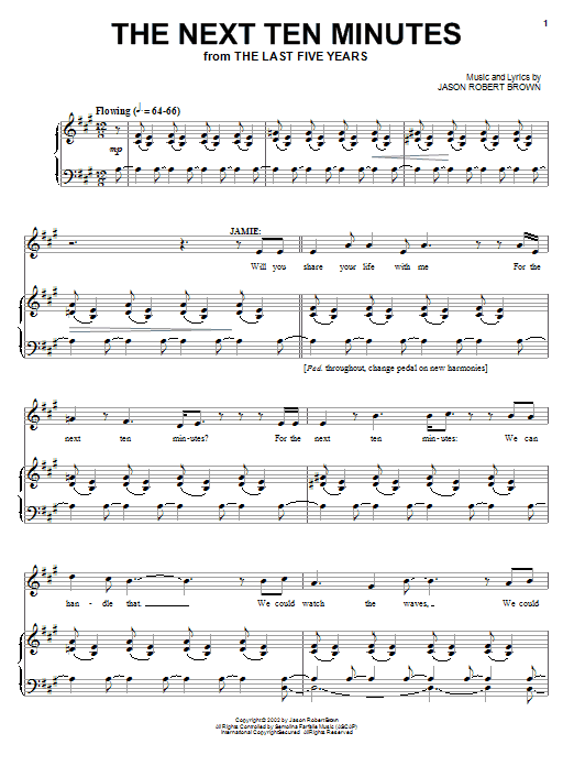 Preview Jason Robert Brown The Next Ten Minutes (from The Last 5 Years) Broadway sheet music, notes and chords for Piano, Vocal & Guitar (Right-Hand Melody), SKU: 72260 The Next Ten Minutes (from The Last 5 Years) sheet music