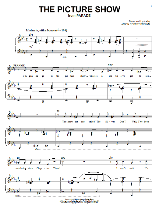 Preview Jason Robert Brown The Picture Show (from Parade) Broadway sheet music, notes and chords for Piano, Vocal & Guitar (Right-Hand Melody), SKU: 72369 The Picture Show (from Parade) sheet music