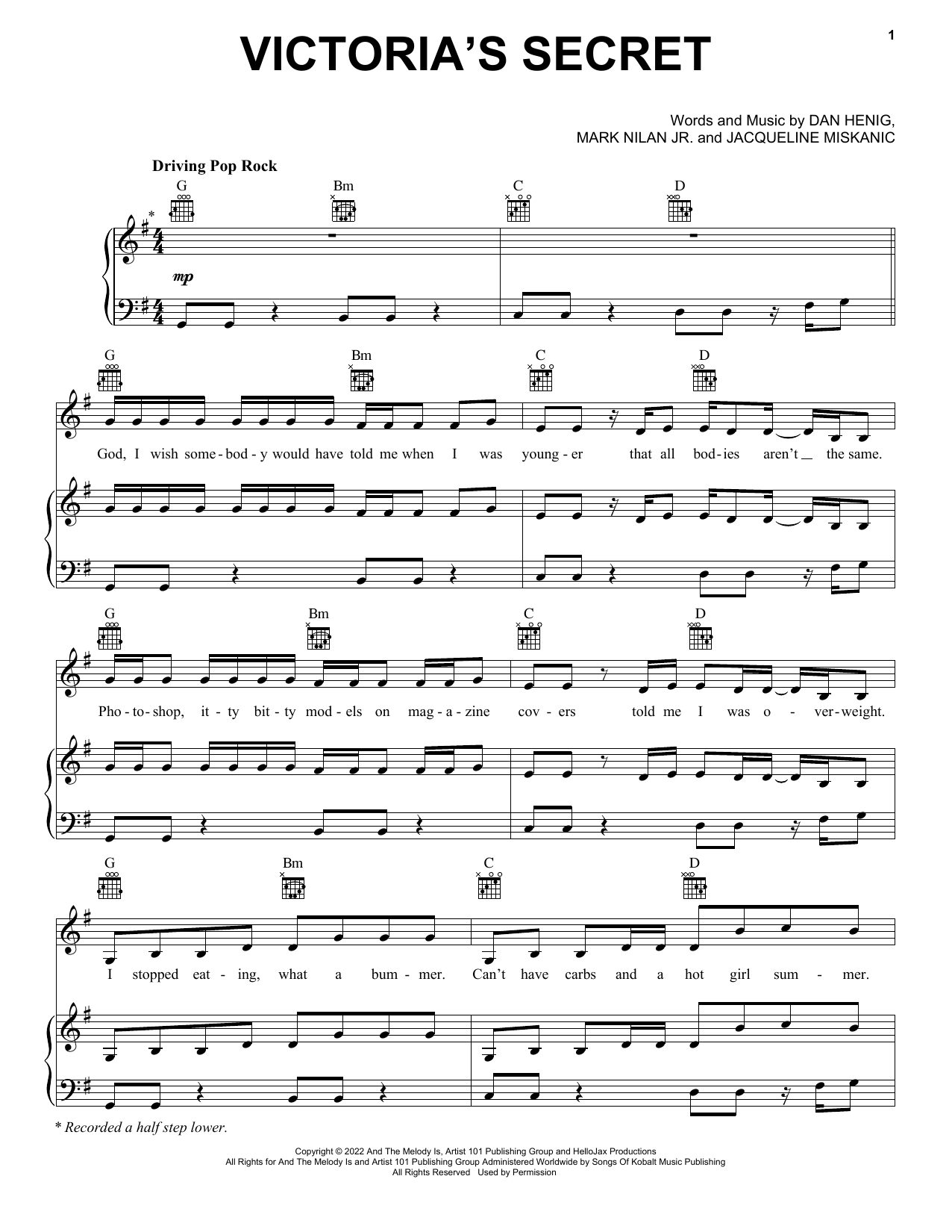 Jax Victoria's Secret Sheet Music Notes & Chords for Easy Guitar Tab - Download or Print PDF