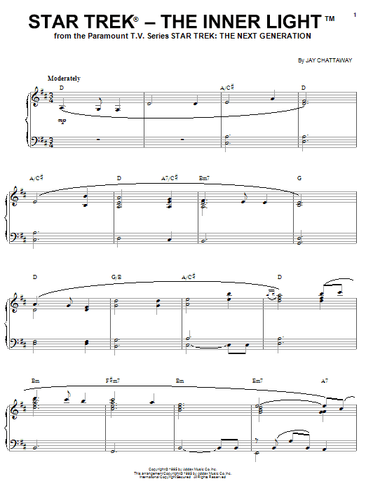 Jay Chattaway Star Trek(R) - The Inner Light Sheet Music Notes & Chords for Piano - Download or Print PDF