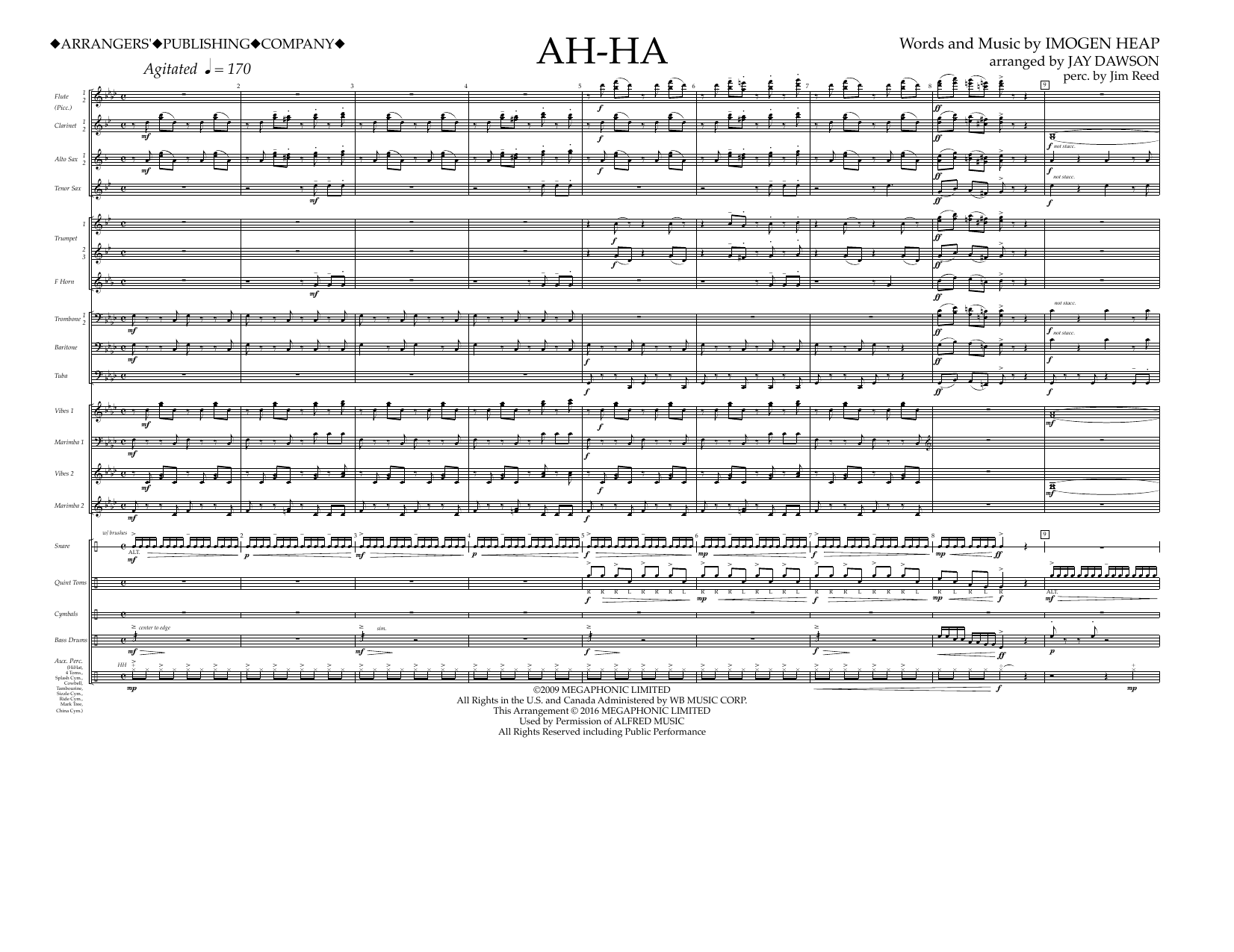 Jay Dawson Ah-ha - Full Score Sheet Music Notes & Chords for Marching Band - Download or Print PDF