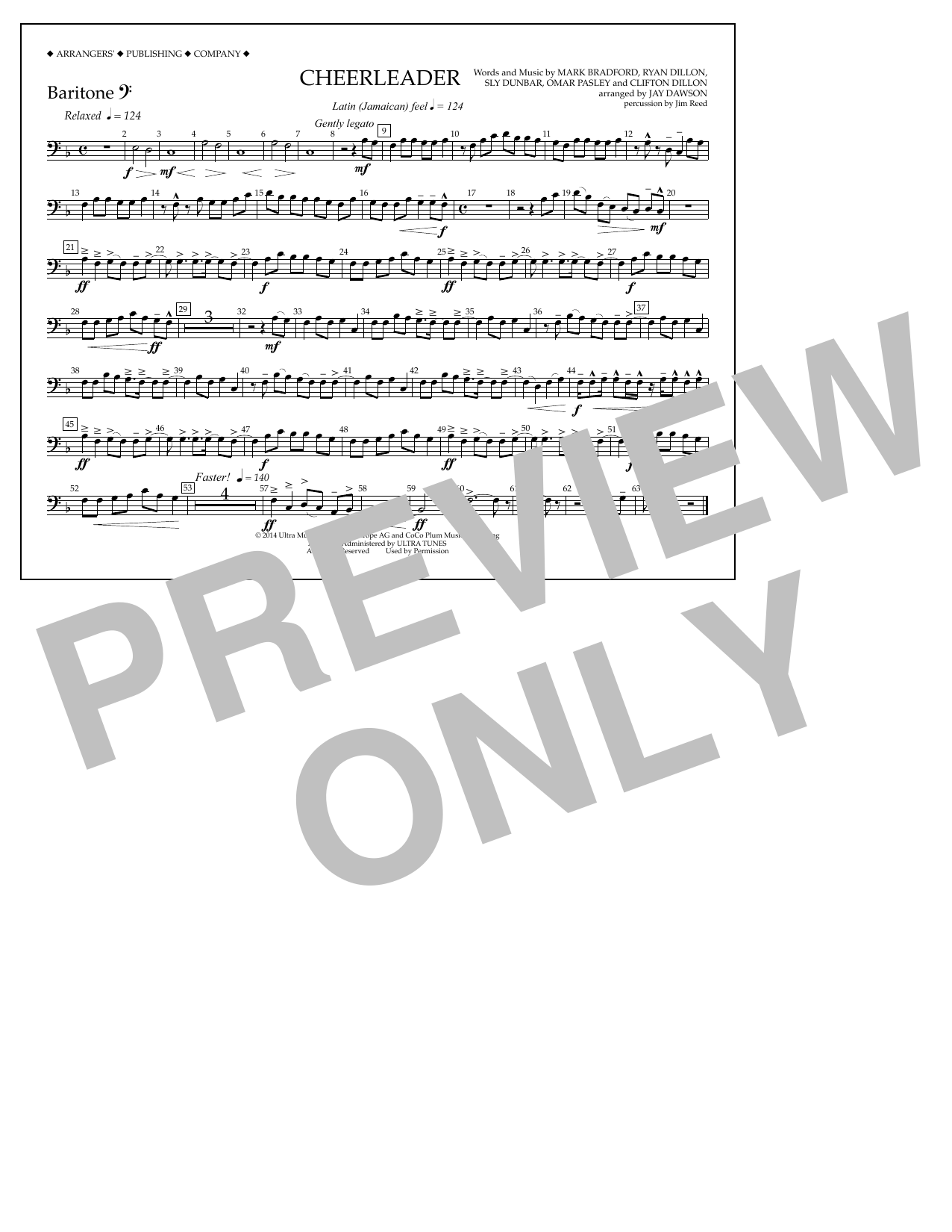 Jay Dawson Cheerleader - Baritone B.C. Sheet Music Notes & Chords for Marching Band - Download or Print PDF