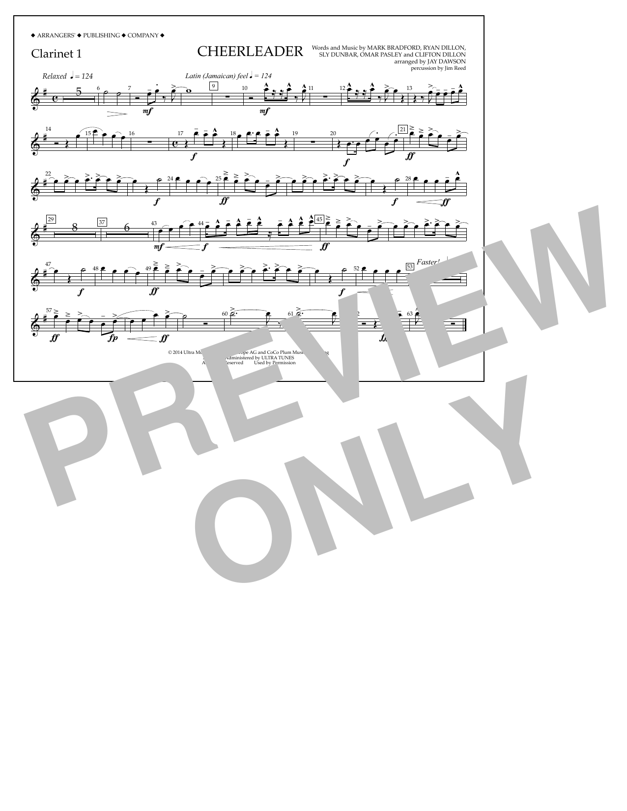 Jay Dawson Cheerleader - Clarinet 1 Sheet Music Notes & Chords for Marching Band - Download or Print PDF