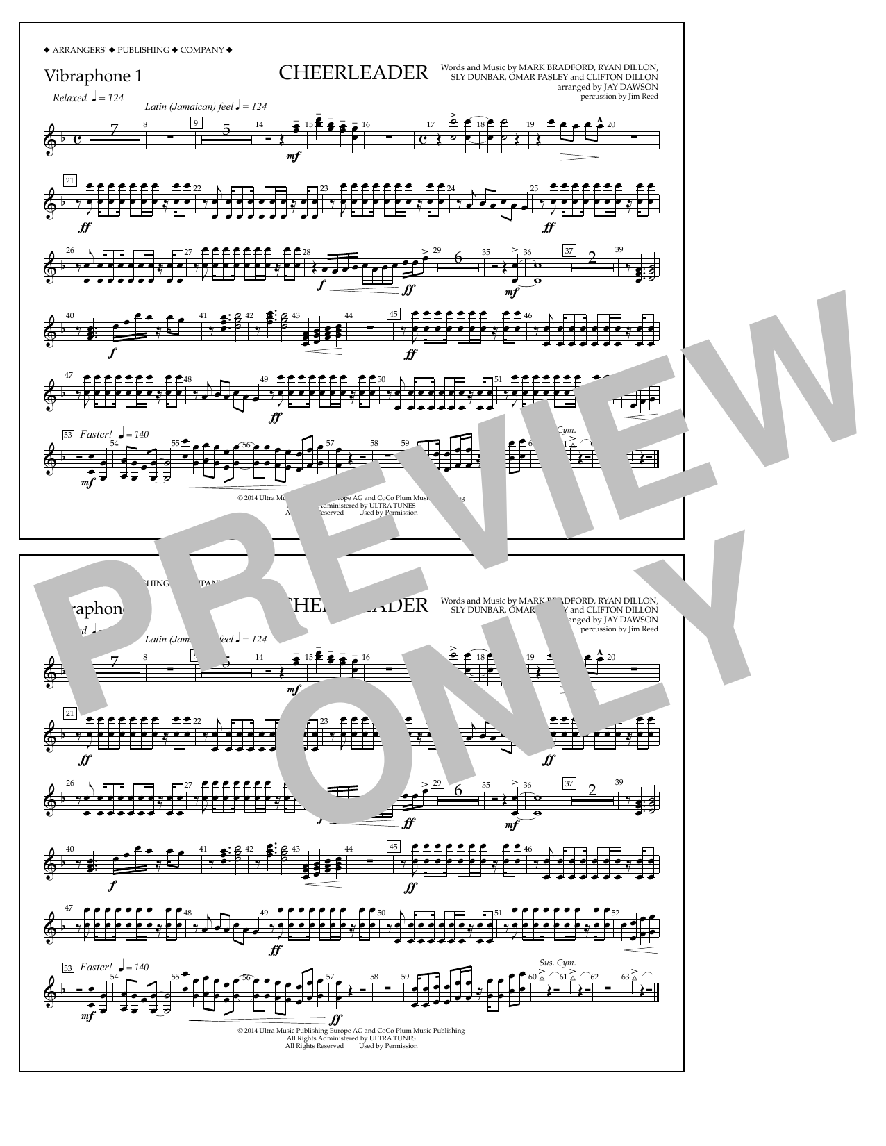 Jay Dawson Cheerleader - Vibraphone 1 Sheet Music Notes & Chords for Marching Band - Download or Print PDF