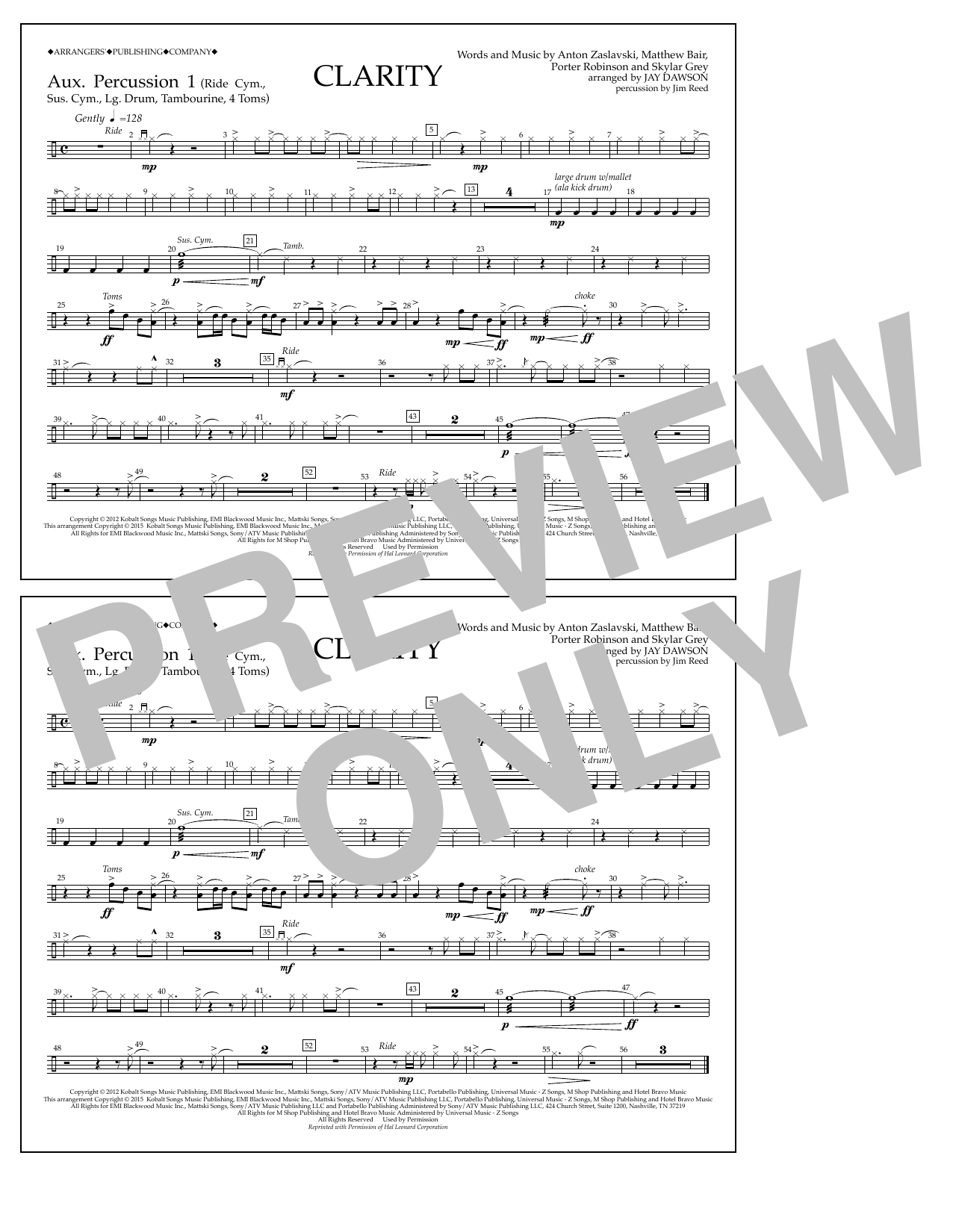 Jay Dawson Clarity - Aux. Perc. 1 Sheet Music Notes & Chords for Marching Band - Download or Print PDF