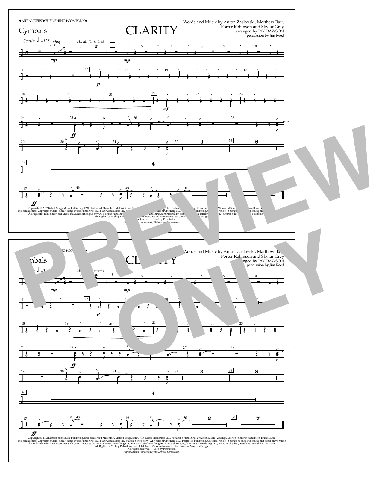 Jay Dawson Clarity - Cymbals Sheet Music Notes & Chords for Marching Band - Download or Print PDF
