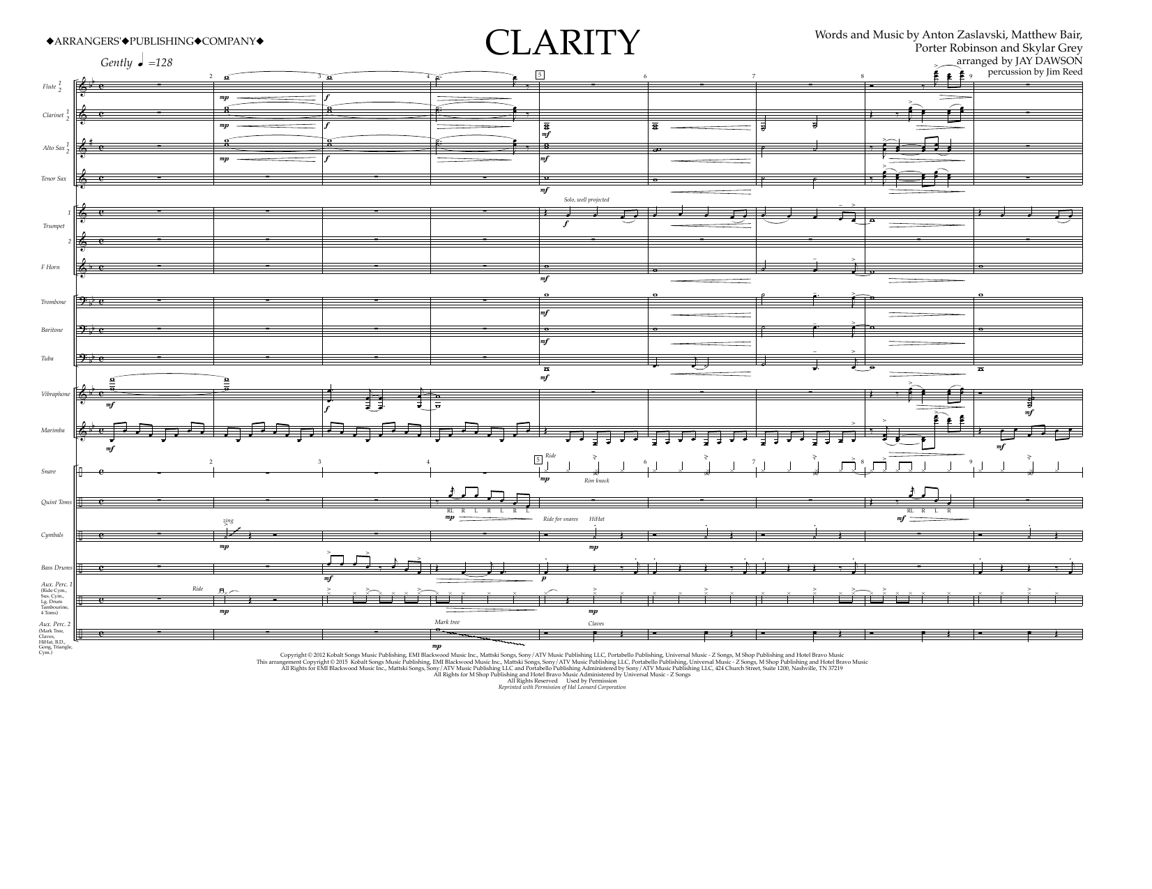 Jay Dawson Clarity - Full Score Sheet Music Notes & Chords for Marching Band - Download or Print PDF
