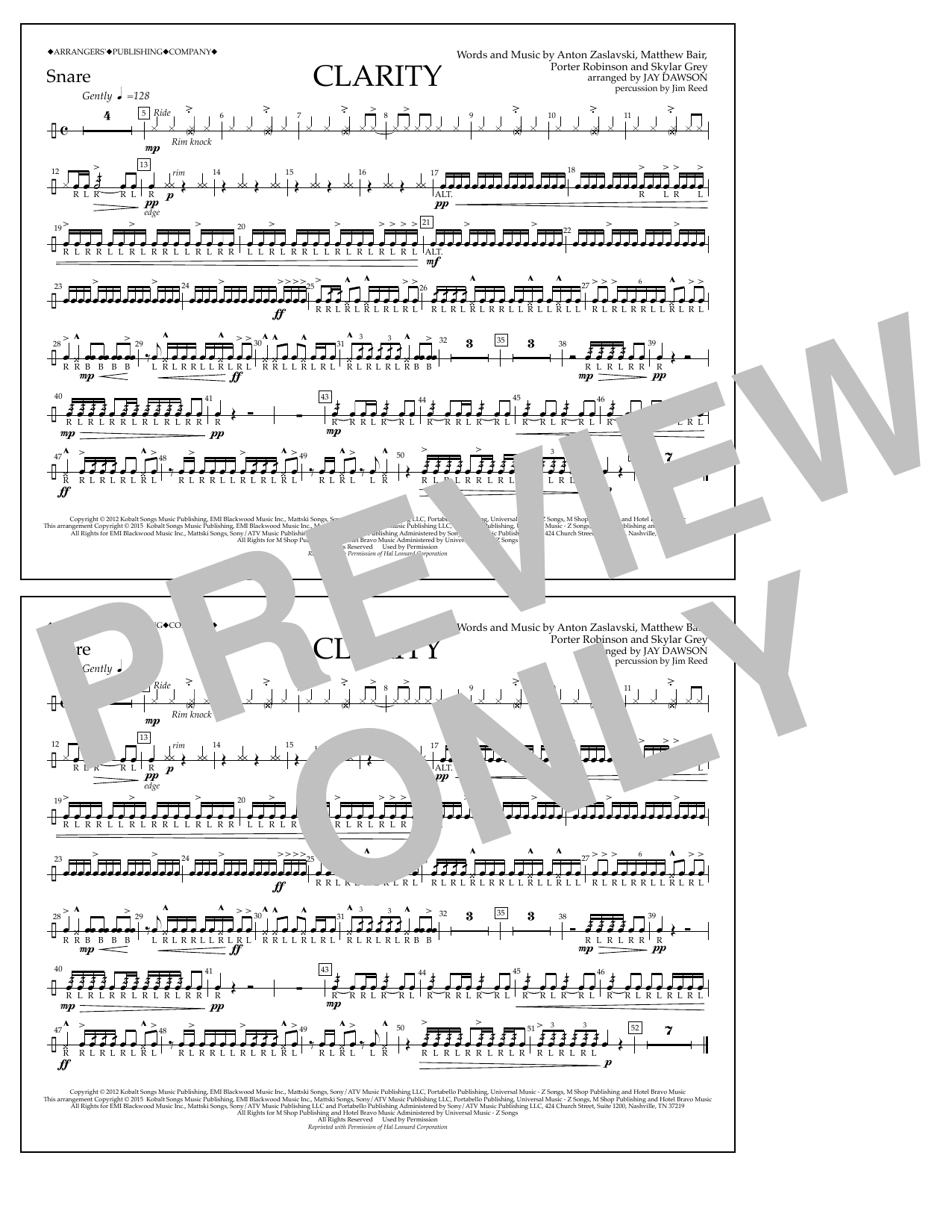 Jay Dawson Clarity - Snare Sheet Music Notes & Chords for Marching Band - Download or Print PDF