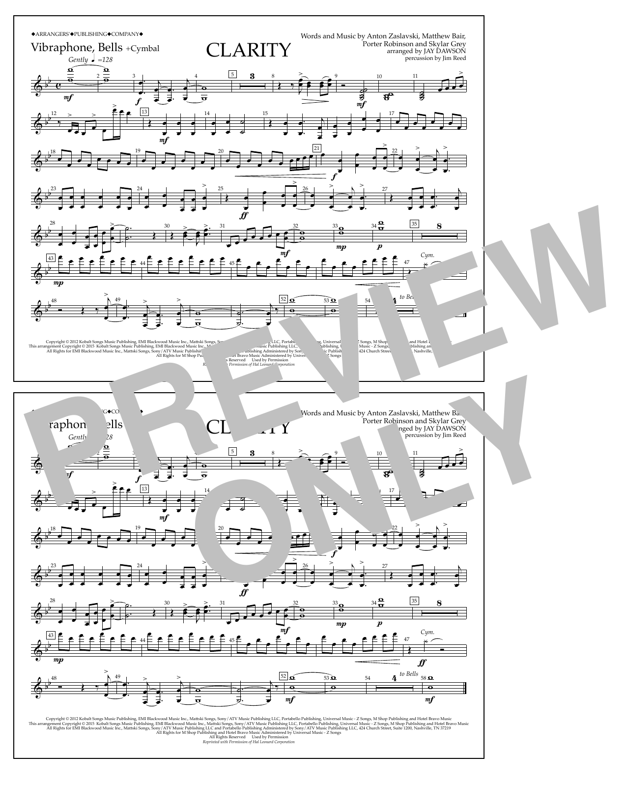 Jay Dawson Clarity - Vibraphone/Bells Sheet Music Notes & Chords for Marching Band - Download or Print PDF