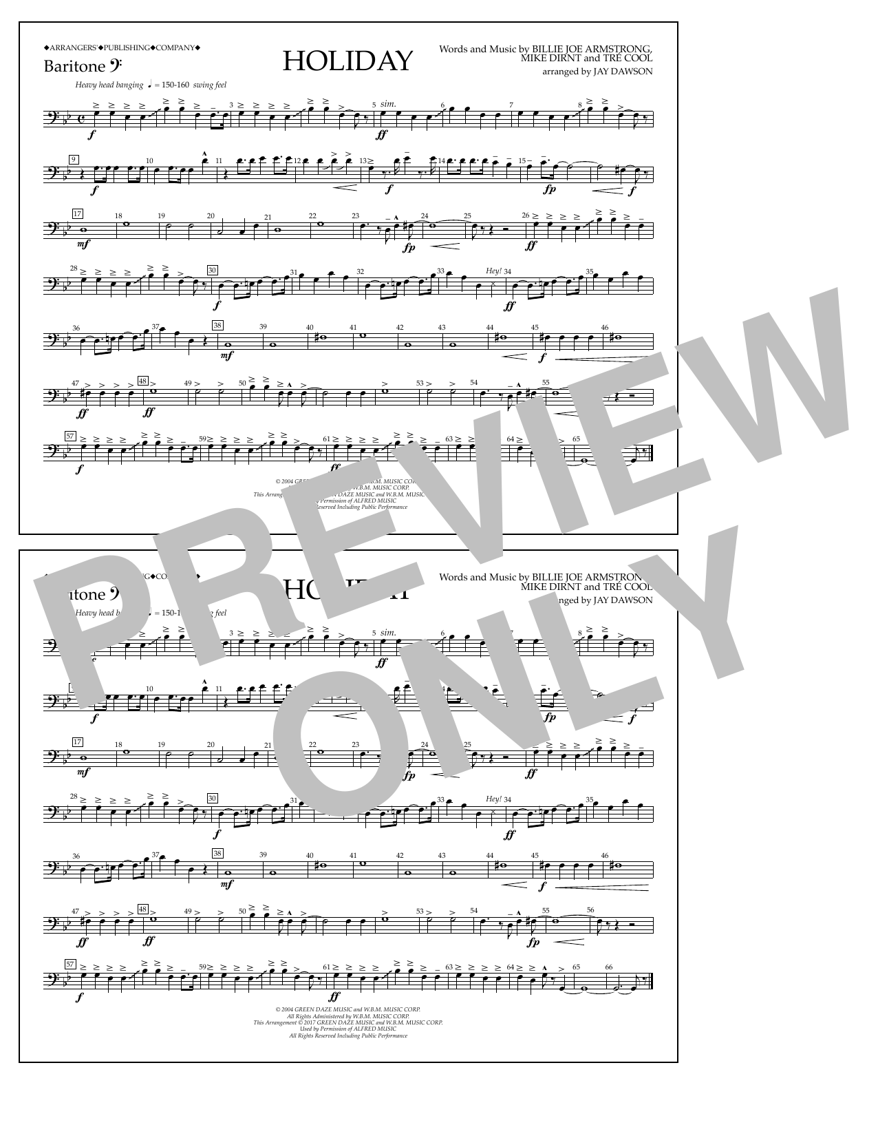 Jay Dawson Holiday - Baritone B.C. Sheet Music Notes & Chords for Marching Band - Download or Print PDF