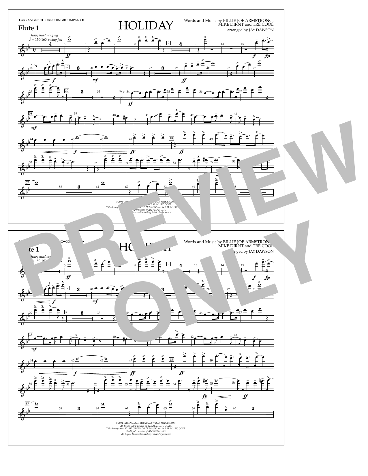 Jay Dawson Holiday - Flute 1 Sheet Music Notes & Chords for Marching Band - Download or Print PDF