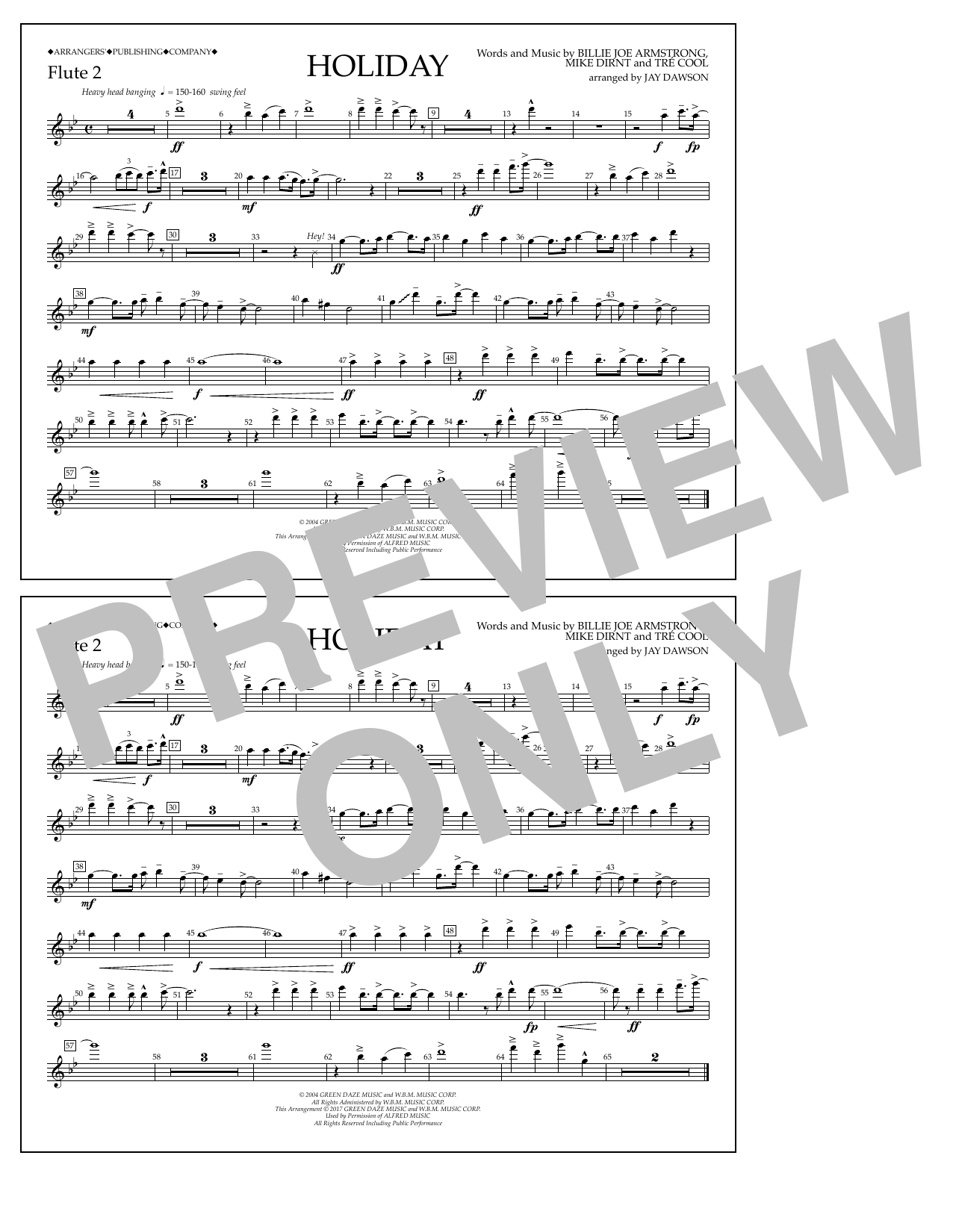Jay Dawson Holiday - Flute 2 Sheet Music Notes & Chords for Marching Band - Download or Print PDF