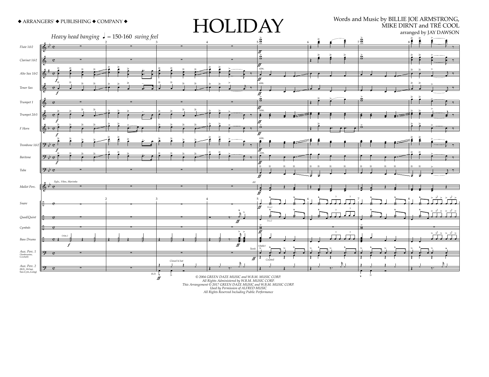 Jay Dawson Holiday - Full Score Sheet Music Notes & Chords for Marching Band - Download or Print PDF