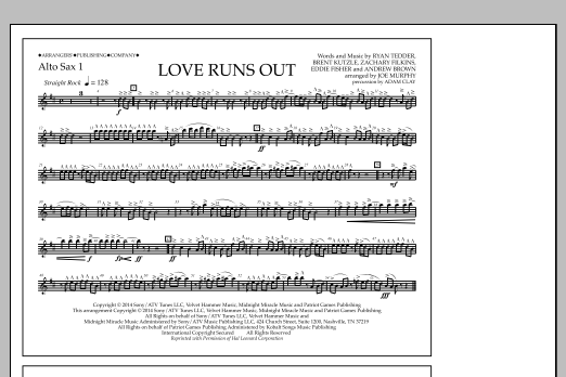 Jay Dawson Love Runs Out - Alto Sax 1 Sheet Music Notes & Chords for Marching Band - Download or Print PDF