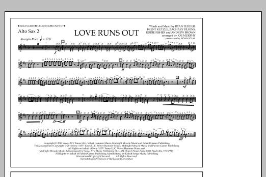 Jay Dawson Love Runs Out - Alto Sax 2 Sheet Music Notes & Chords for Marching Band - Download or Print PDF