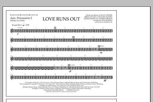 Jay Dawson Love Runs Out - Aux. Perc. 2 Sheet Music Notes & Chords for Marching Band - Download or Print PDF