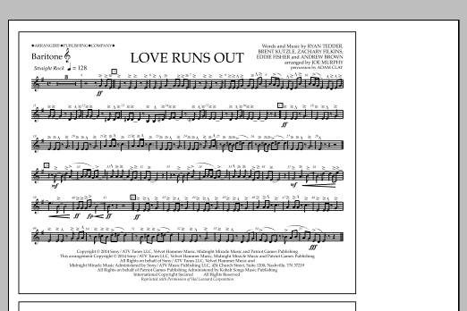 Jay Dawson Love Runs Out - Baritone T.C. Sheet Music Notes & Chords for Marching Band - Download or Print PDF