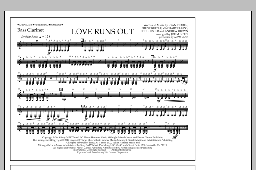 Jay Dawson Love Runs Out - Bass Clarinet Sheet Music Notes & Chords for Marching Band - Download or Print PDF