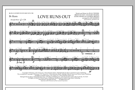 Jay Dawson Love Runs Out - Bb Horn Sheet Music Notes & Chords for Marching Band - Download or Print PDF