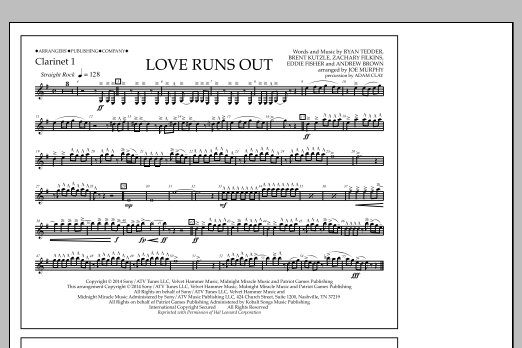 Jay Dawson Love Runs Out - Clarinet 1 Sheet Music Notes & Chords for Marching Band - Download or Print PDF
