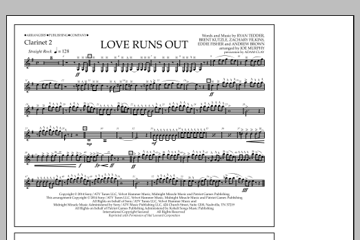 Jay Dawson Love Runs Out - Clarinet 2 Sheet Music Notes & Chords for Marching Band - Download or Print PDF