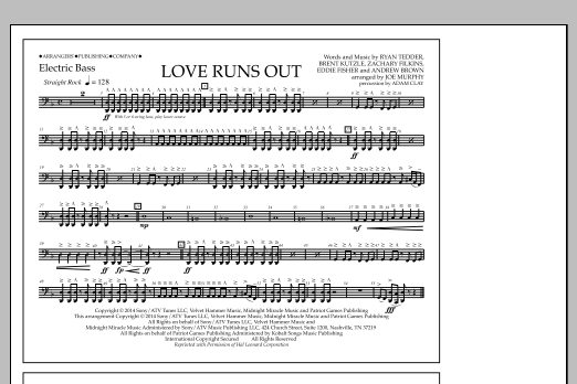 Jay Dawson Love Runs Out - Electric Bass Sheet Music Notes & Chords for Marching Band - Download or Print PDF