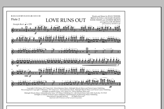 Jay Dawson Love Runs Out - Flute 2 Sheet Music Notes & Chords for Marching Band - Download or Print PDF