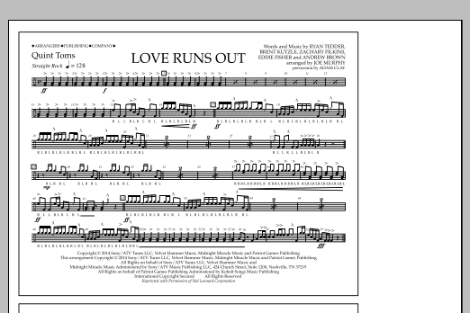 Jay Dawson Love Runs Out - Quint-Toms Sheet Music Notes & Chords for Marching Band - Download or Print PDF