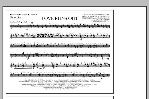 Jay Dawson Love Runs Out - Tenor Sax Sheet Music Notes & Chords for Marching Band - Download or Print PDF