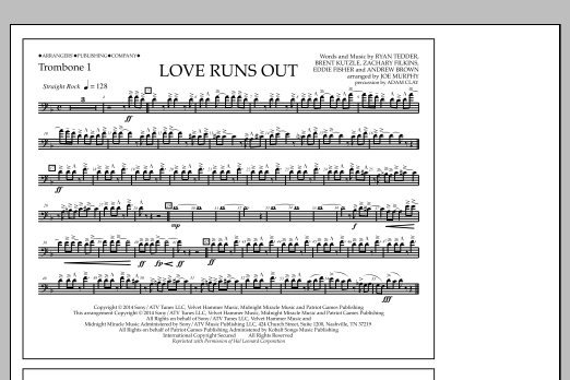 Jay Dawson Love Runs Out - Trombone 1 Sheet Music Notes & Chords for Marching Band - Download or Print PDF