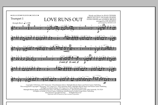 Jay Dawson Love Runs Out - Trumpet 1 Sheet Music Notes & Chords for Marching Band - Download or Print PDF