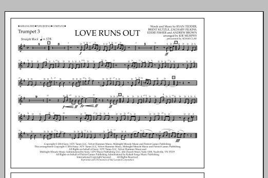 Jay Dawson Love Runs Out - Trumpet 3 Sheet Music Notes & Chords for Marching Band - Download or Print PDF