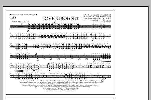 Jay Dawson Love Runs Out - Tuba Sheet Music Notes & Chords for Marching Band - Download or Print PDF