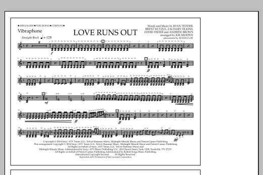 Jay Dawson Love Runs Out - Vibraphone Sheet Music Notes & Chords for Marching Band - Download or Print PDF