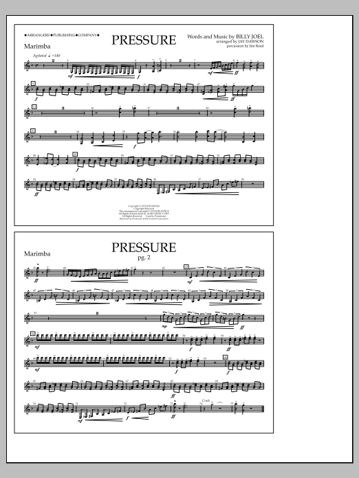 Jay Dawson Pressure - Marimba Sheet Music Notes & Chords for Marching Band - Download or Print PDF