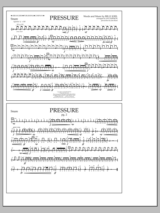 Jay Dawson Pressure - Snare Sheet Music Notes & Chords for Marching Band - Download or Print PDF