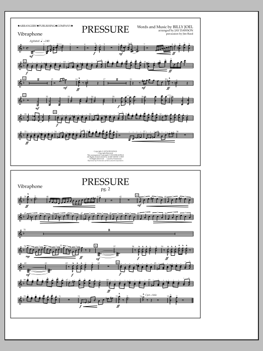 Jay Dawson Pressure - Vibraphone Sheet Music Notes & Chords for Marching Band - Download or Print PDF