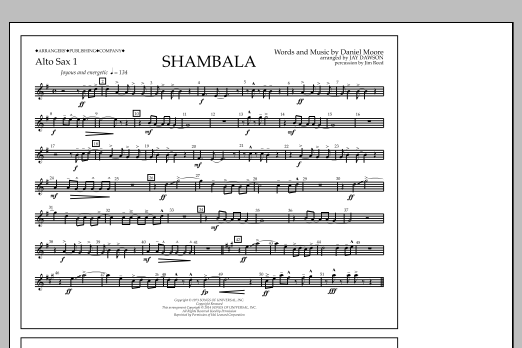 Jay Dawson Shambala - Alto Sax 1 Sheet Music Notes & Chords for Marching Band - Download or Print PDF