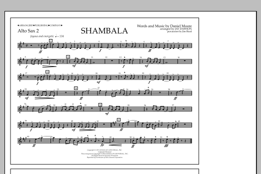 Jay Dawson Shambala - Alto Sax 2 Sheet Music Notes & Chords for Marching Band - Download or Print PDF