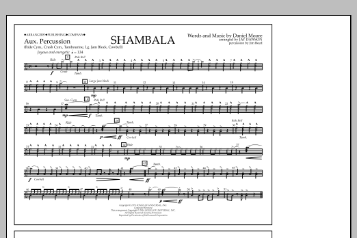 Jay Dawson Shambala - Aux Percussion Sheet Music Notes & Chords for Marching Band - Download or Print PDF