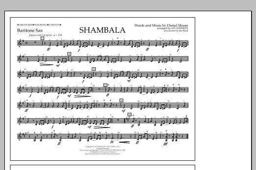 Jay Dawson Shambala - Baritone Sax Sheet Music Notes & Chords for Marching Band - Download or Print PDF