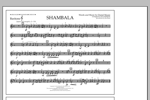 Jay Dawson Shambala - Baritone T.C. Sheet Music Notes & Chords for Marching Band - Download or Print PDF