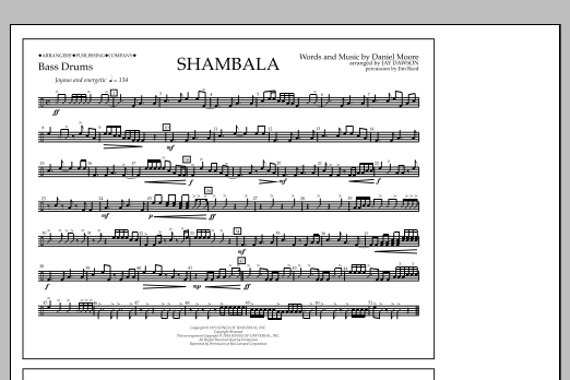 Jay Dawson Shambala - Bass Drums Sheet Music Notes & Chords for Marching Band - Download or Print PDF