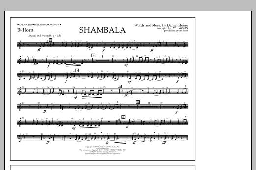 Jay Dawson Shambala - Bb Horn Sheet Music Notes & Chords for Marching Band - Download or Print PDF